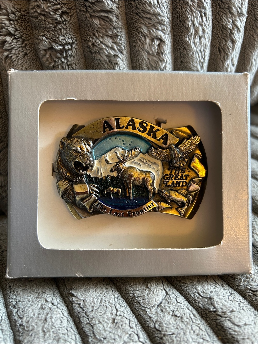 The Great American Buckle Co. Alaska Belt Buckle Last Frontier Great Land 1986
